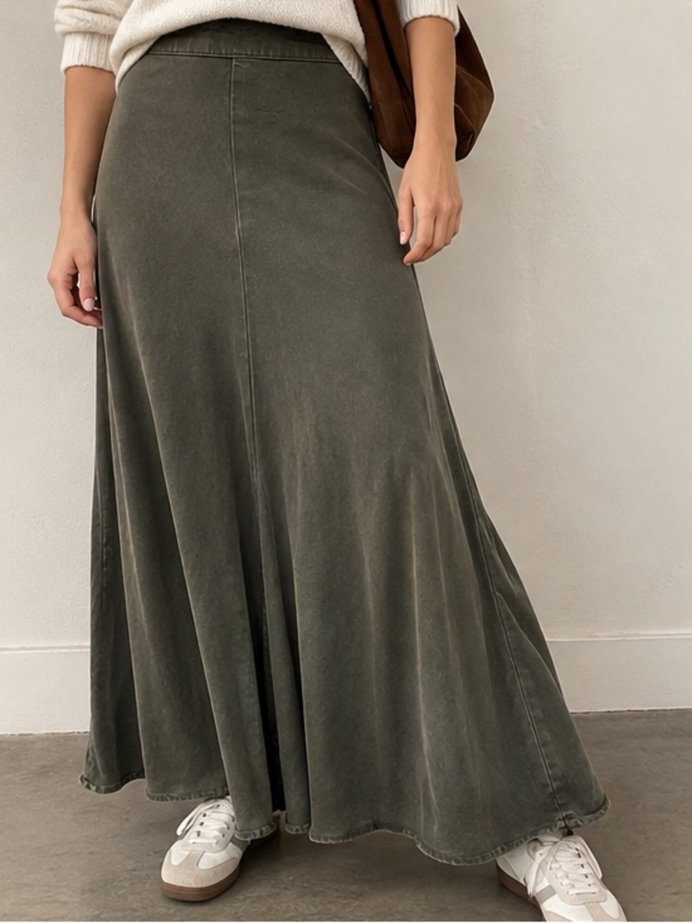 Velvet Graham Spencer Olive Lyocell Tie Waist Maxi Skirt L